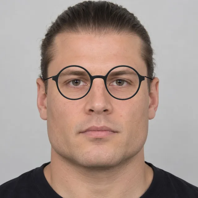 Square face wearing round glasses